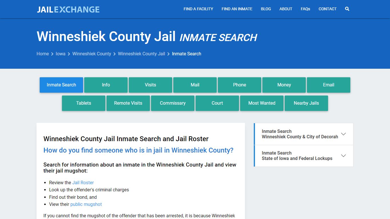 Inmate Search: Roster & Mugshots - Winneshiek County Jail, IA